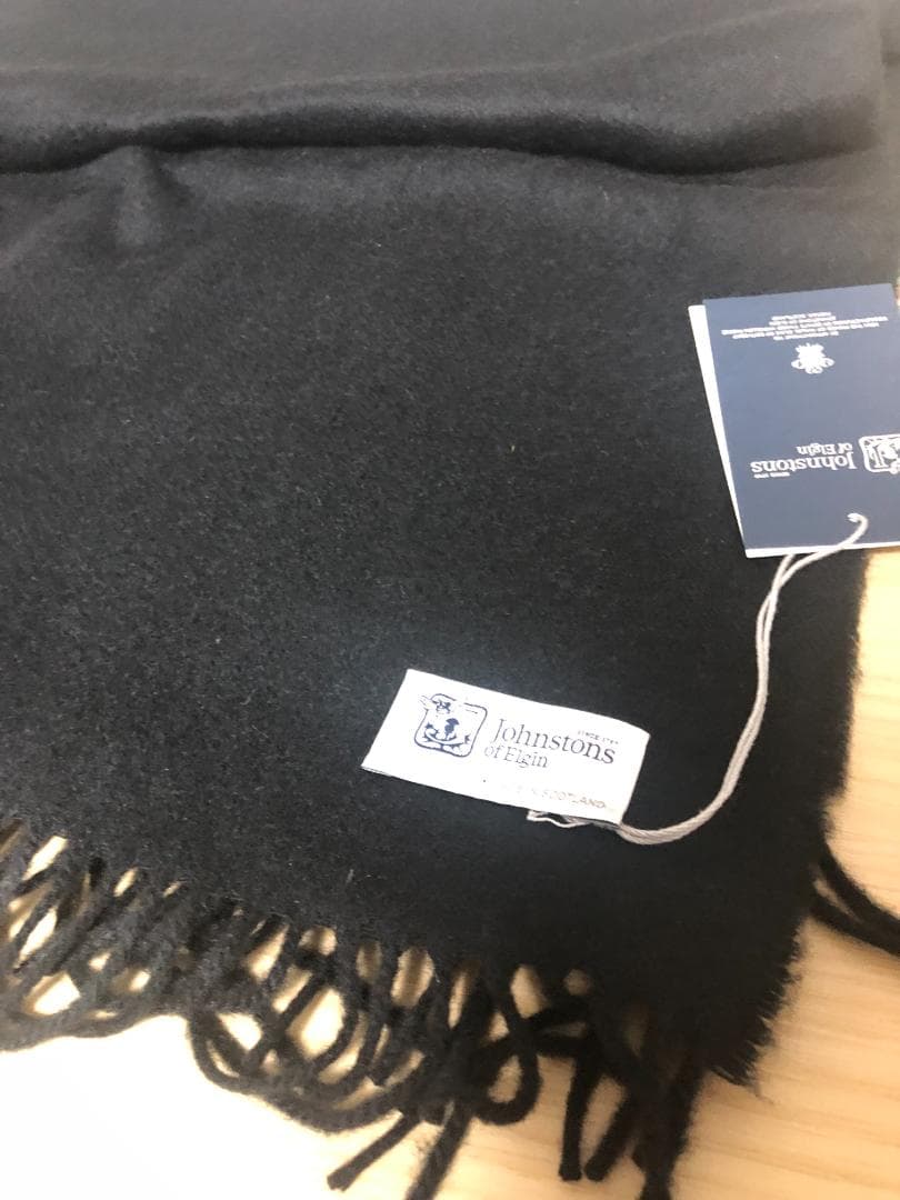 新品 JOHNSTONS WA000057 中判カシミアストール 黒 ブラック