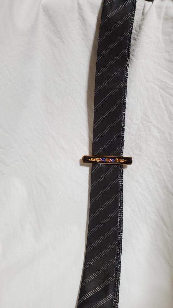 正規良 エルメス エマイユ ネクタイピン タイバー 七宝焼 紺黒×mixカラー