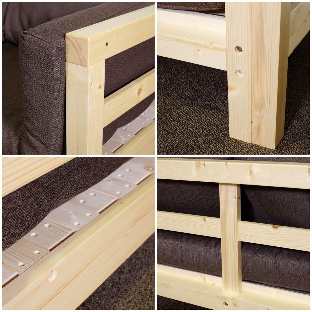 I 新品 北欧 ソファベッド グレー カントリー パイン材 すのこ 省スペース