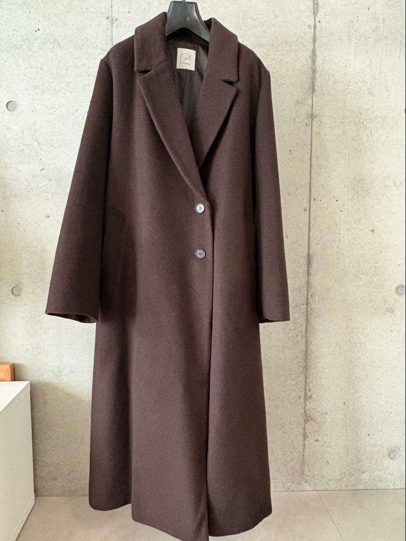 Crewre アジャスタブルウールロングコート ダークブラウン　サイズ1