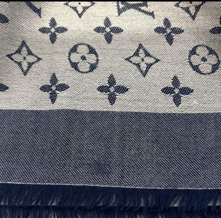 美品LOUIS VUITTON ストール グレーxネイビー140cm×