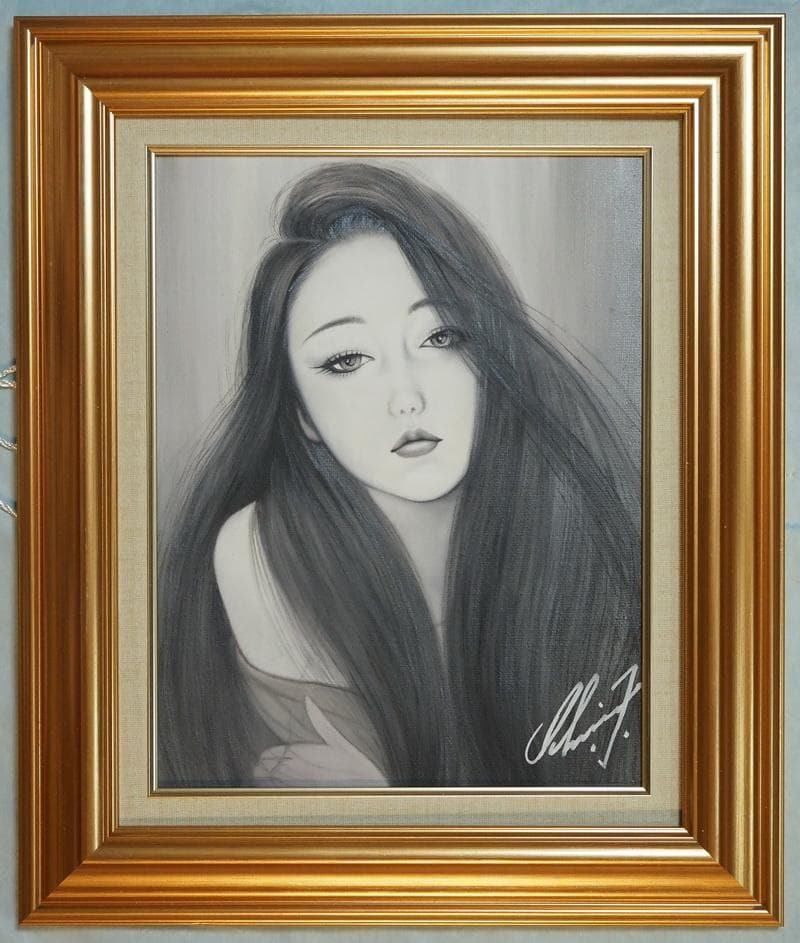 値下げ】美人像 油絵 鶴田一郎 人物画 F6 額付き 手描き 肉筆 - メルカリ