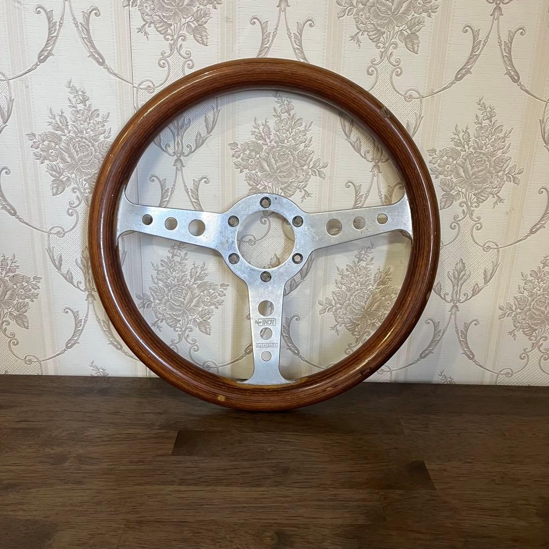 【中古品】MOMO インディー ウッドハンドル　ステアリング 11-86 旧車