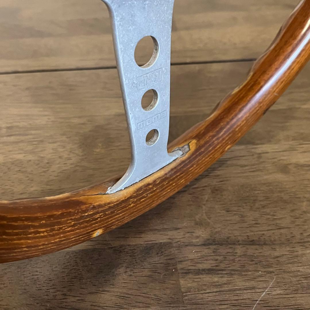 【中古品】MOMO インディー ウッドハンドル　ステアリング 11-86 旧車