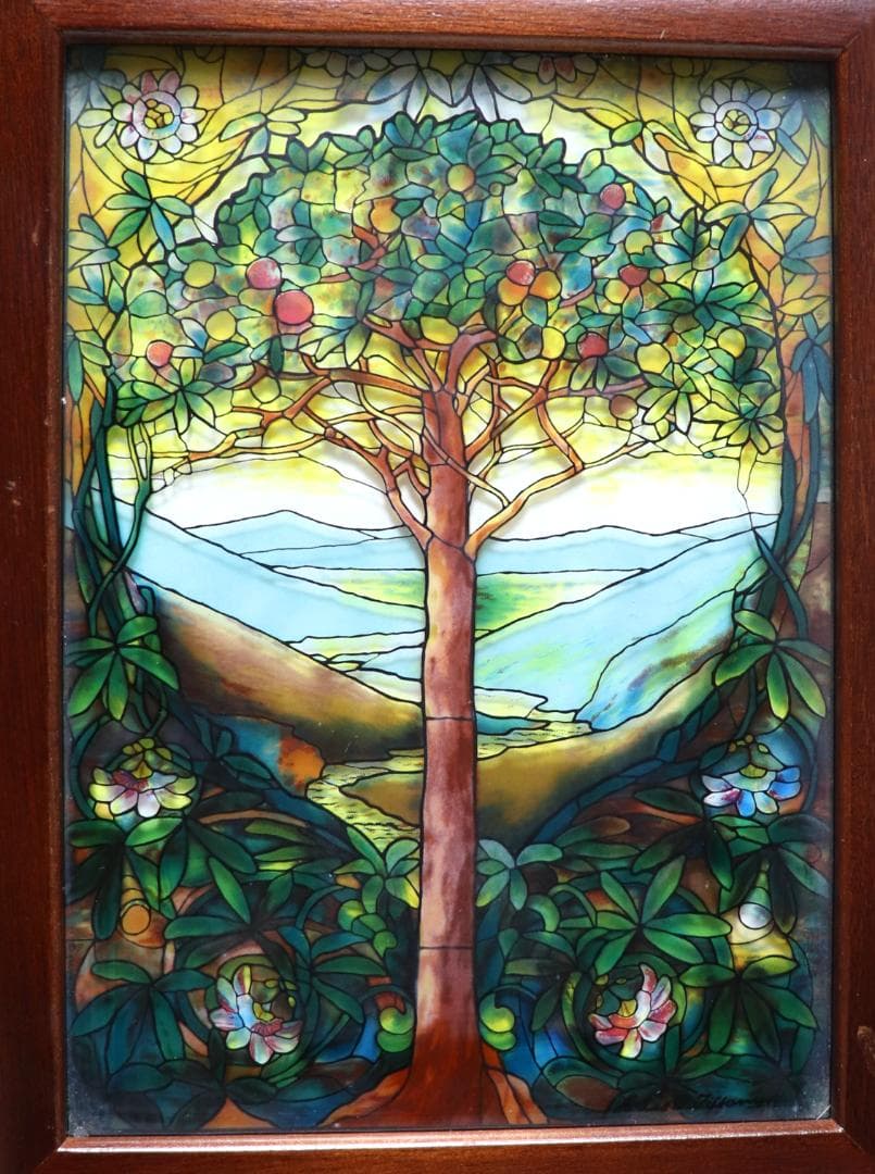 ルイス・C・ティファニーヴィンテージステンドグラス木製一体型大ジュエリーボックス