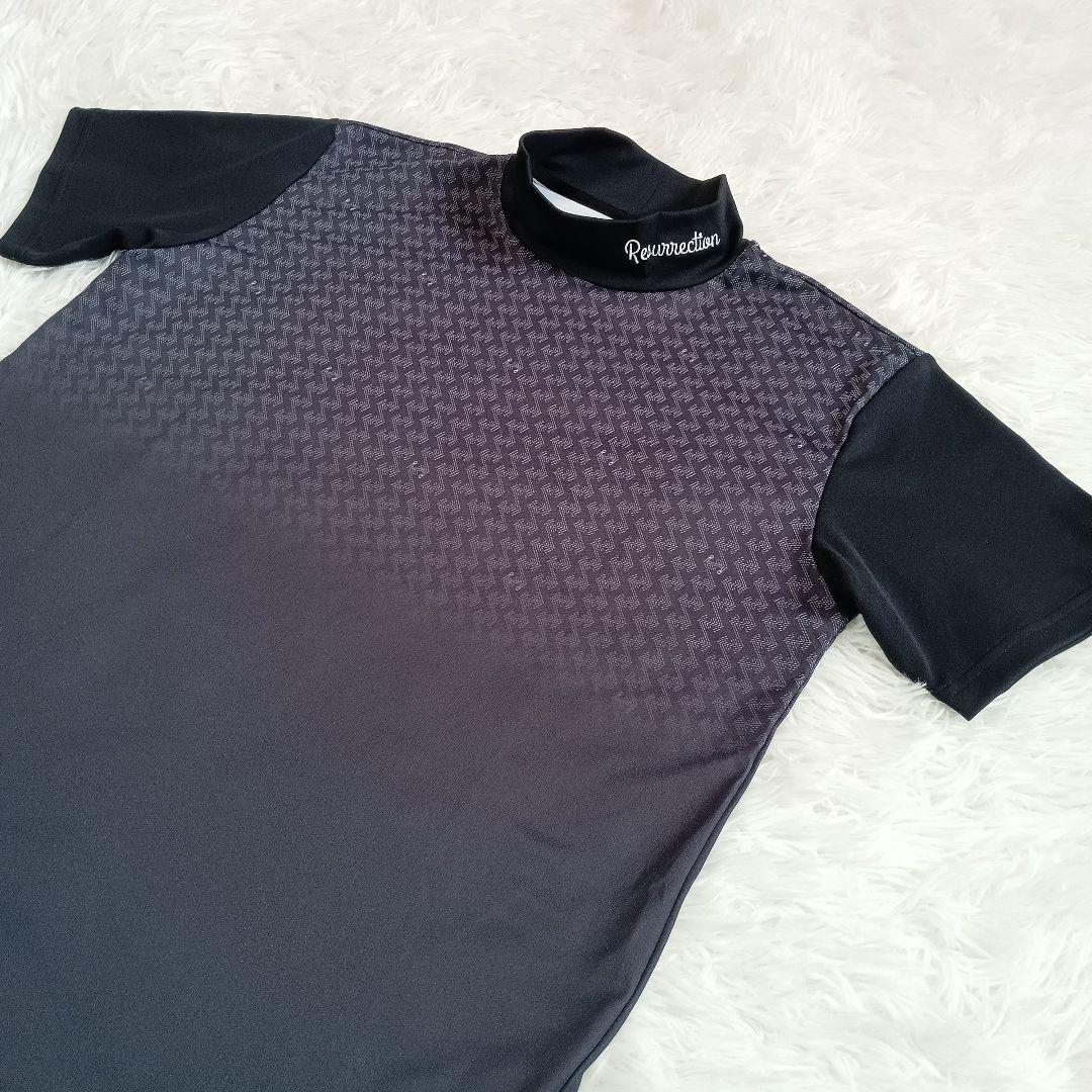 レザレクション ゴルフ モックネックシャツ ブラック グラデーション M