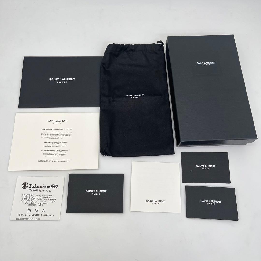 サンローラン 長財布 ラウンドファスナー Yライン ピンクベージュ 付属品完備