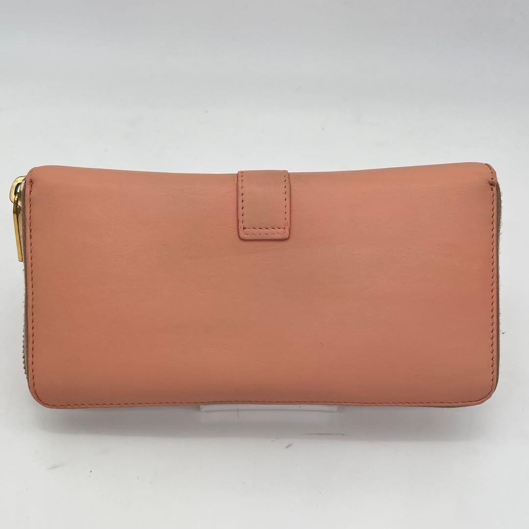 サンローラン 長財布 ラウンドファスナー Yライン ピンクベージュ 付属品完備