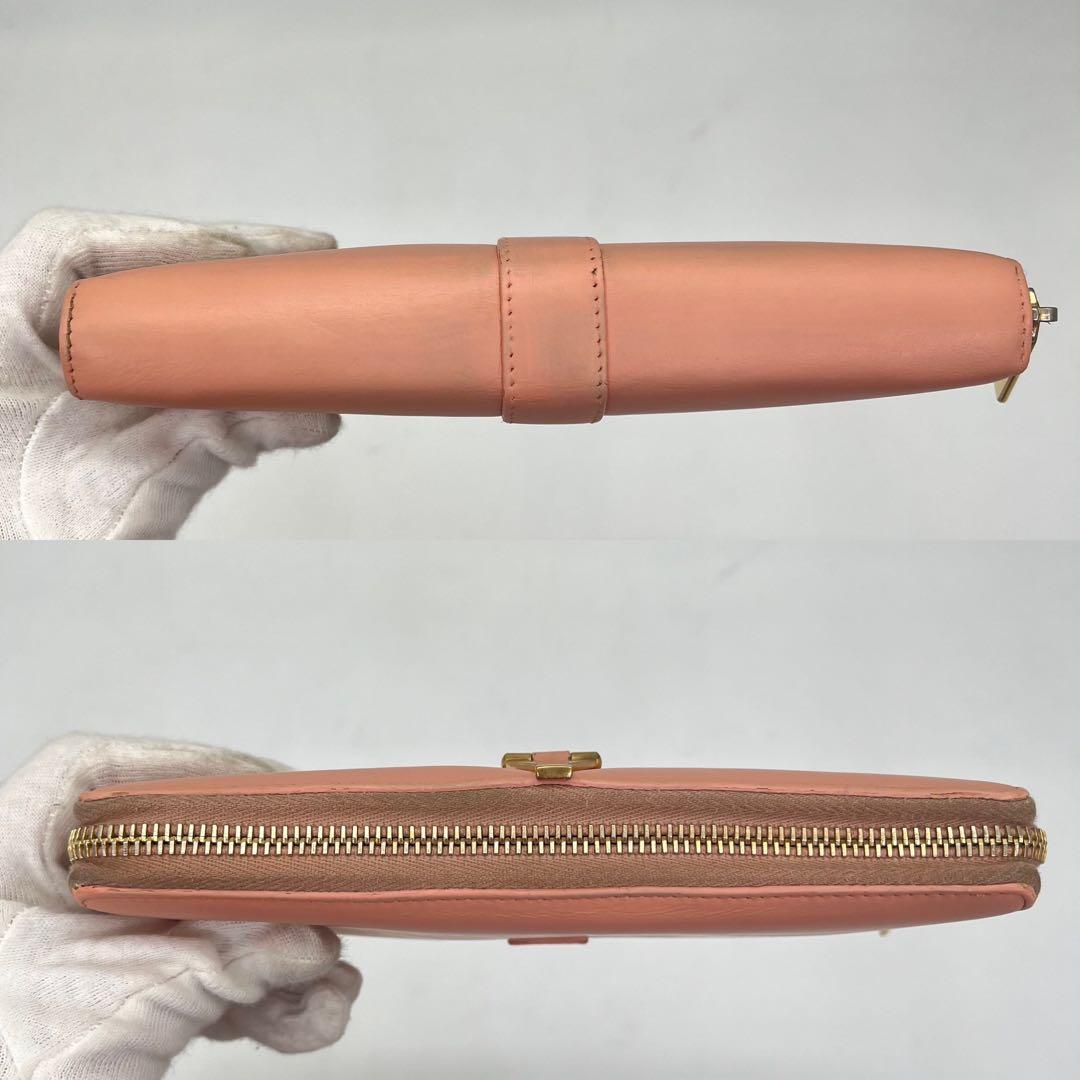 サンローラン 長財布 ラウンドファスナー Yライン ピンクベージュ 付属品完備