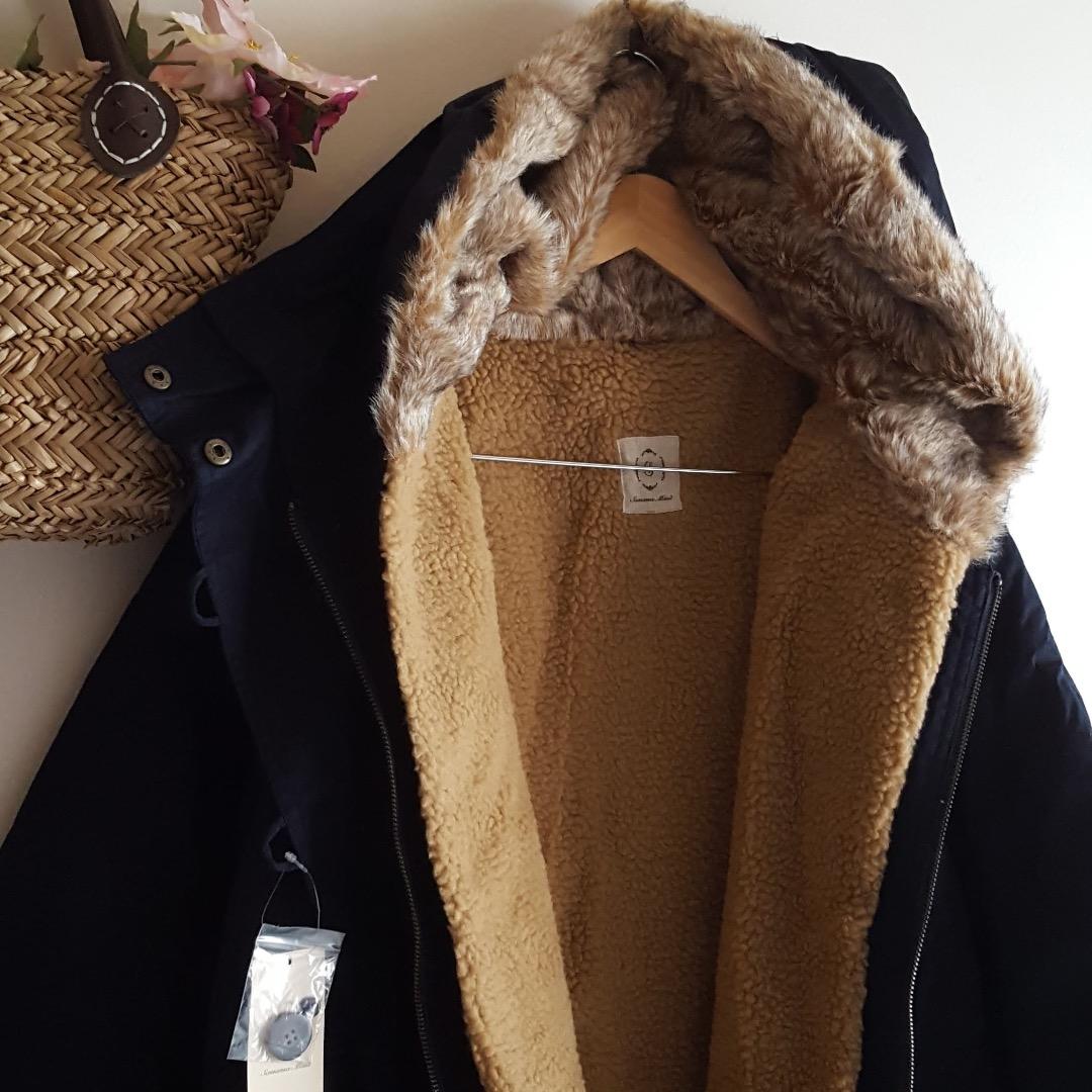 新品　SM2☆ネイビー／ライナー付きもこもこあったかモッズコート