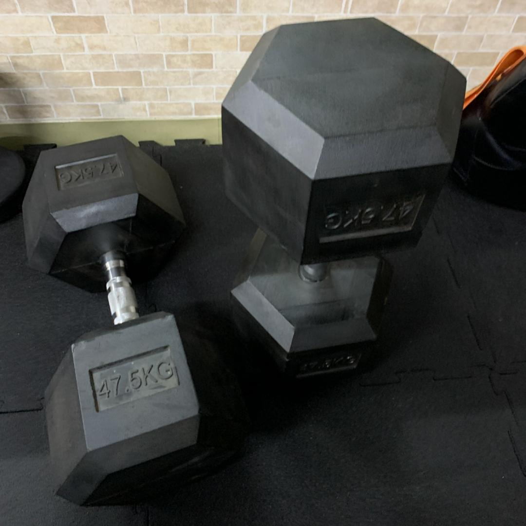 ラバー ヘックス ダンベル 55kg × 2個 セット 楽天市場】ラバー ダンベル 55kg × 2個 セット バーベル メンズ
