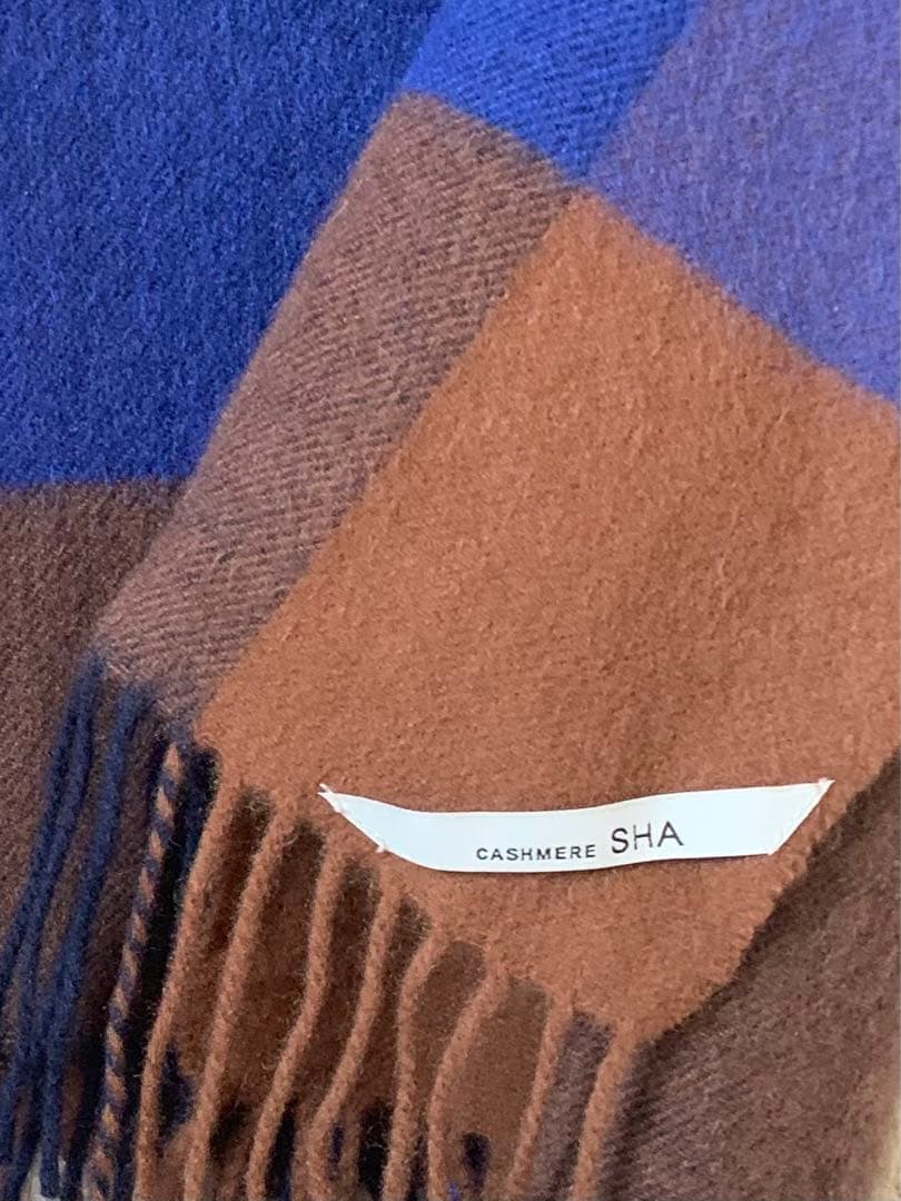 PLSTプラステカシミア100％ 大判ストール マフラー チェック柄