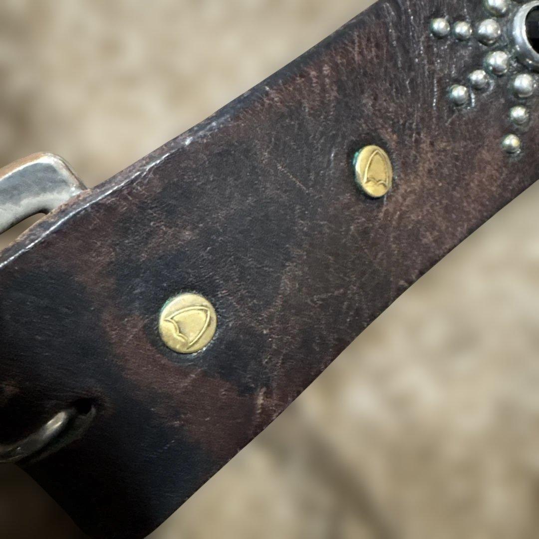 34inch ピーナッツ HTC スティングレイ レザースタッズベルト 茶芯