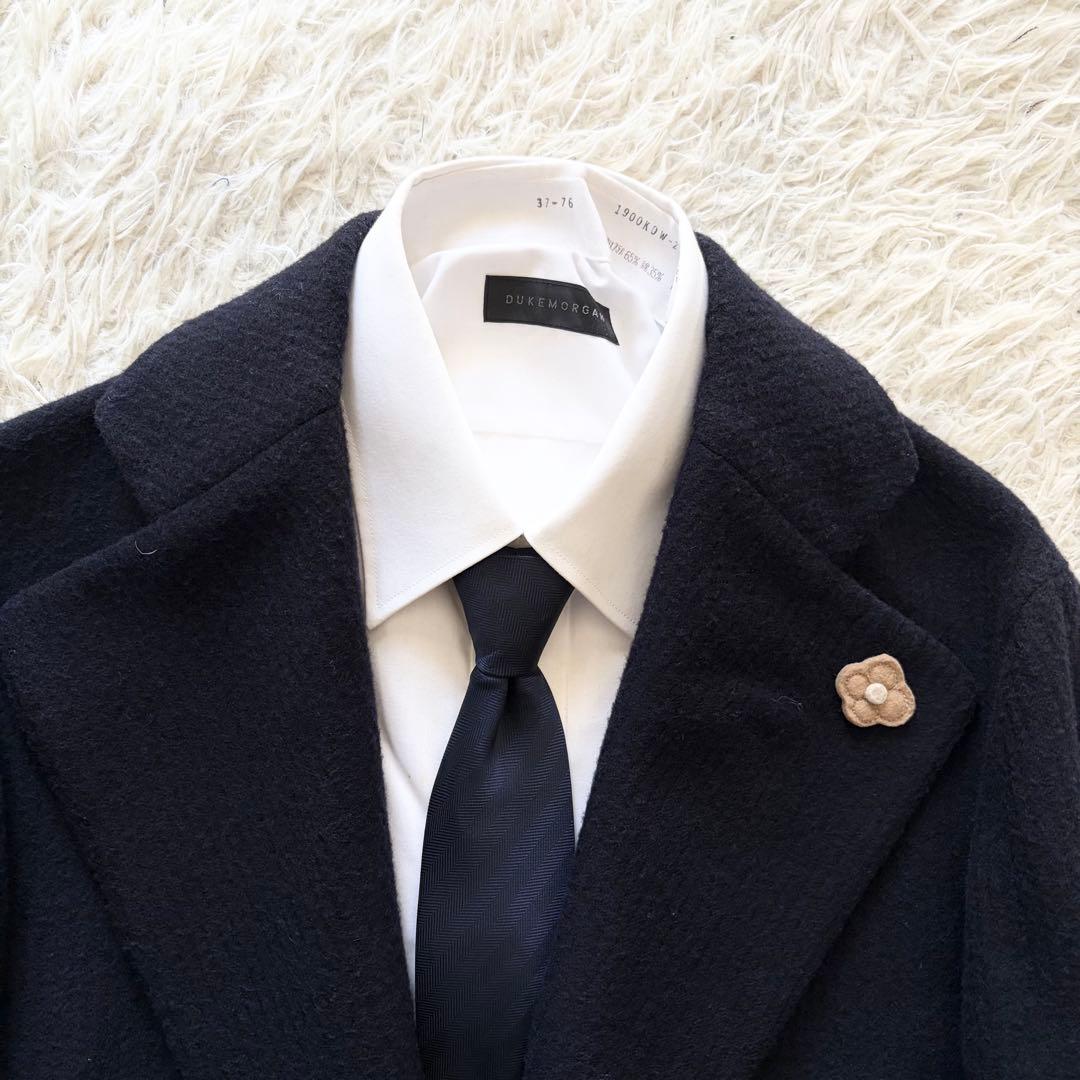 <極美品>LARDINI 新ロゴ ネイビー ウール チェスターコート サイズ44 美品>LARDINI 新ロゴ カシミヤ ウール ネイビー チェスターコート44