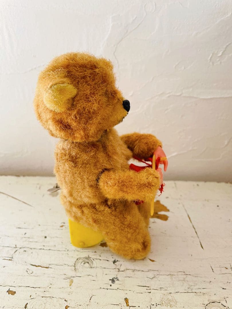 † † † ヴィンテージ ゼンマイ 編み物ベア　アンティークベア † † †