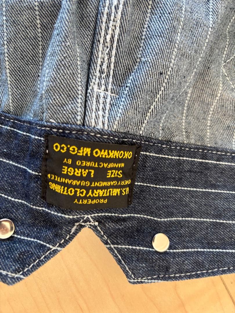 karakuストライプ柄 ワークパンツ サスペンダー付きウォバッシュ