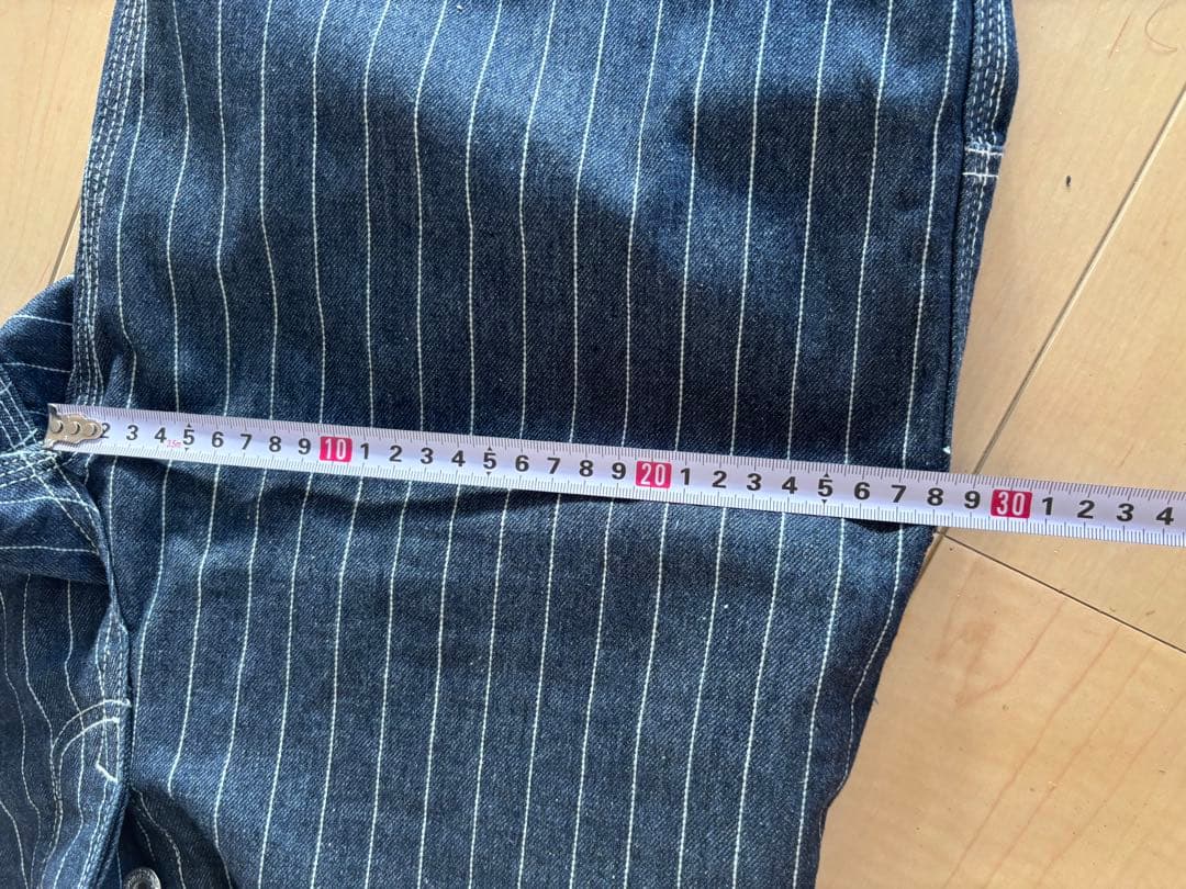 karakuストライプ柄 ワークパンツ サスペンダー付きウォバッシュ
