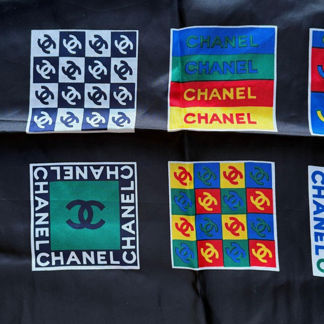 CHANEL シャネル　シルク　スカーフ　総柄　ココマーク　カラフル 希少 レア