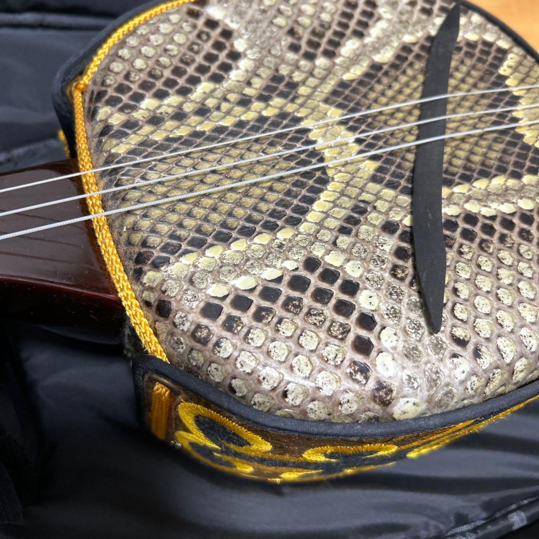 沖縄三味線サンシン　本革　ソフトケース付き　チューナー付き