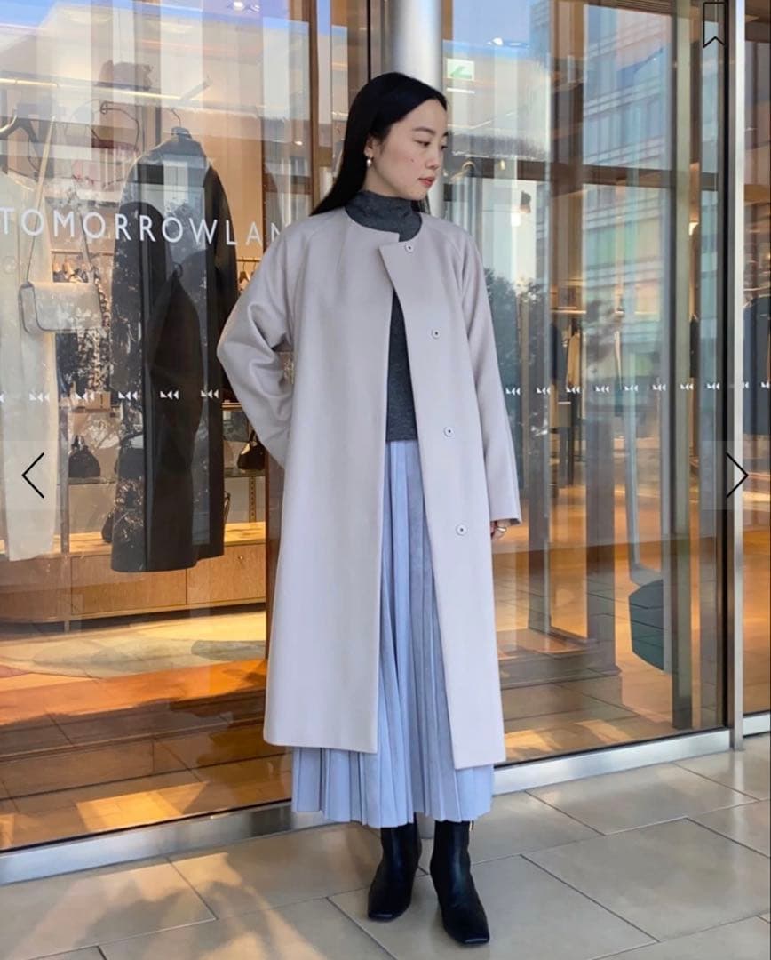 トゥモローランド ピュアカシミヤ100% ロングコート ベージュ ノー