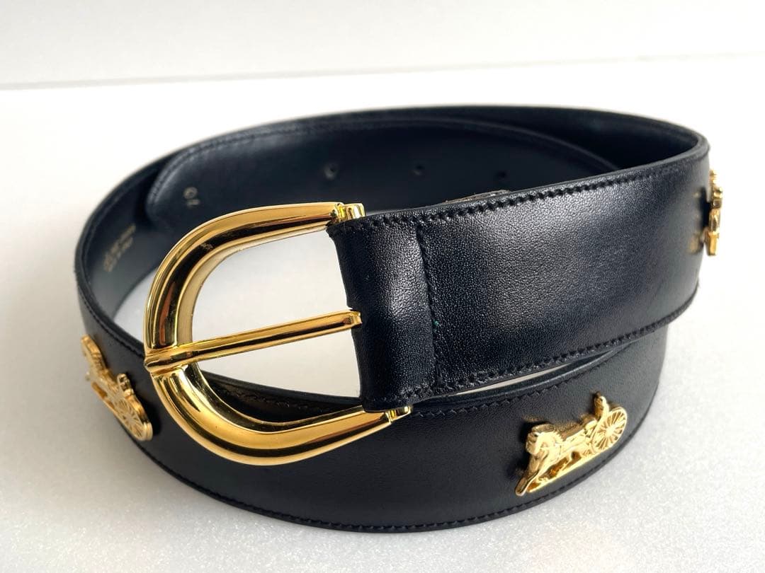 CELINE ゴールド 馬車 5連 レザー ベルト ブラック セリーヌ