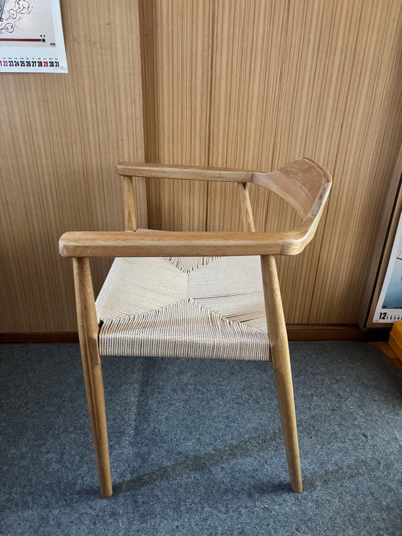 値下げ不可愛知県刈谷市/木製アームチェア ペーパーコードチェア/送料込み