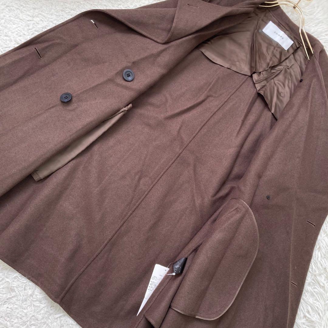 《美品》 ADORE ポンチョ型コート ブラウン 36 ダブルボタン 大人 上品