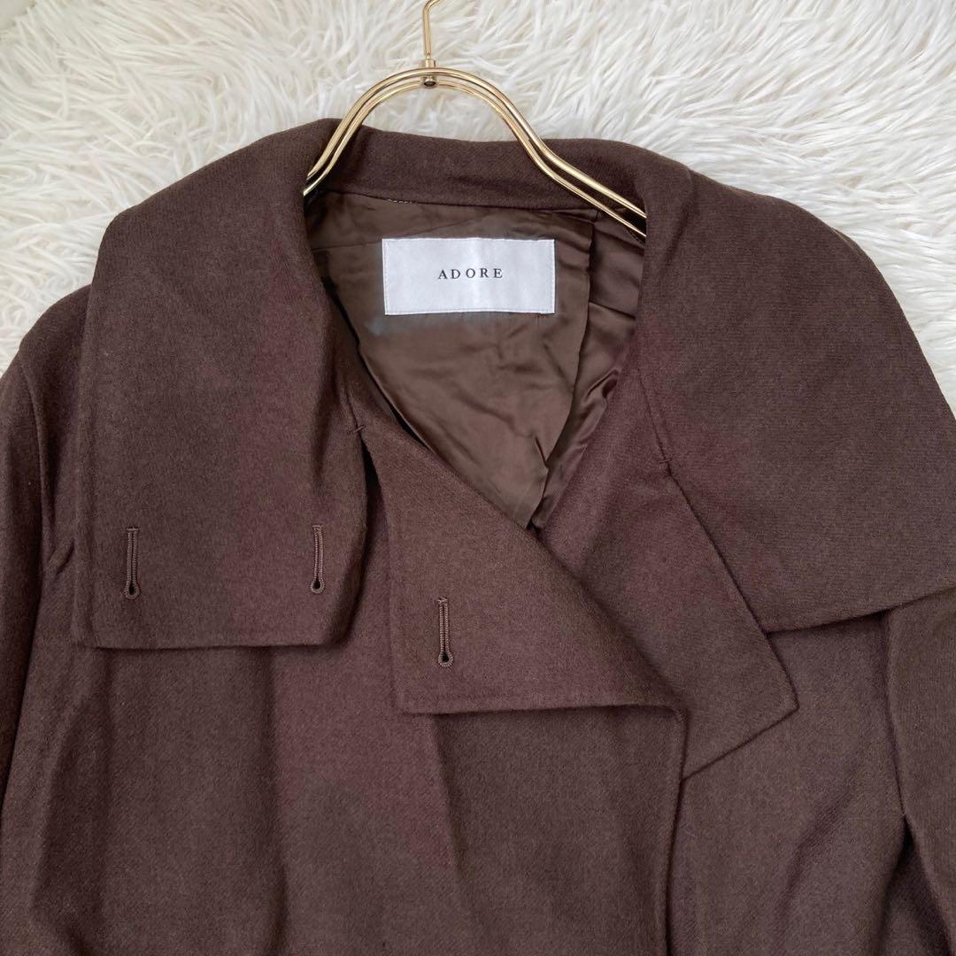 《美品》 ADORE ポンチョ型コート ブラウン 36 ダブルボタン 大人 上品