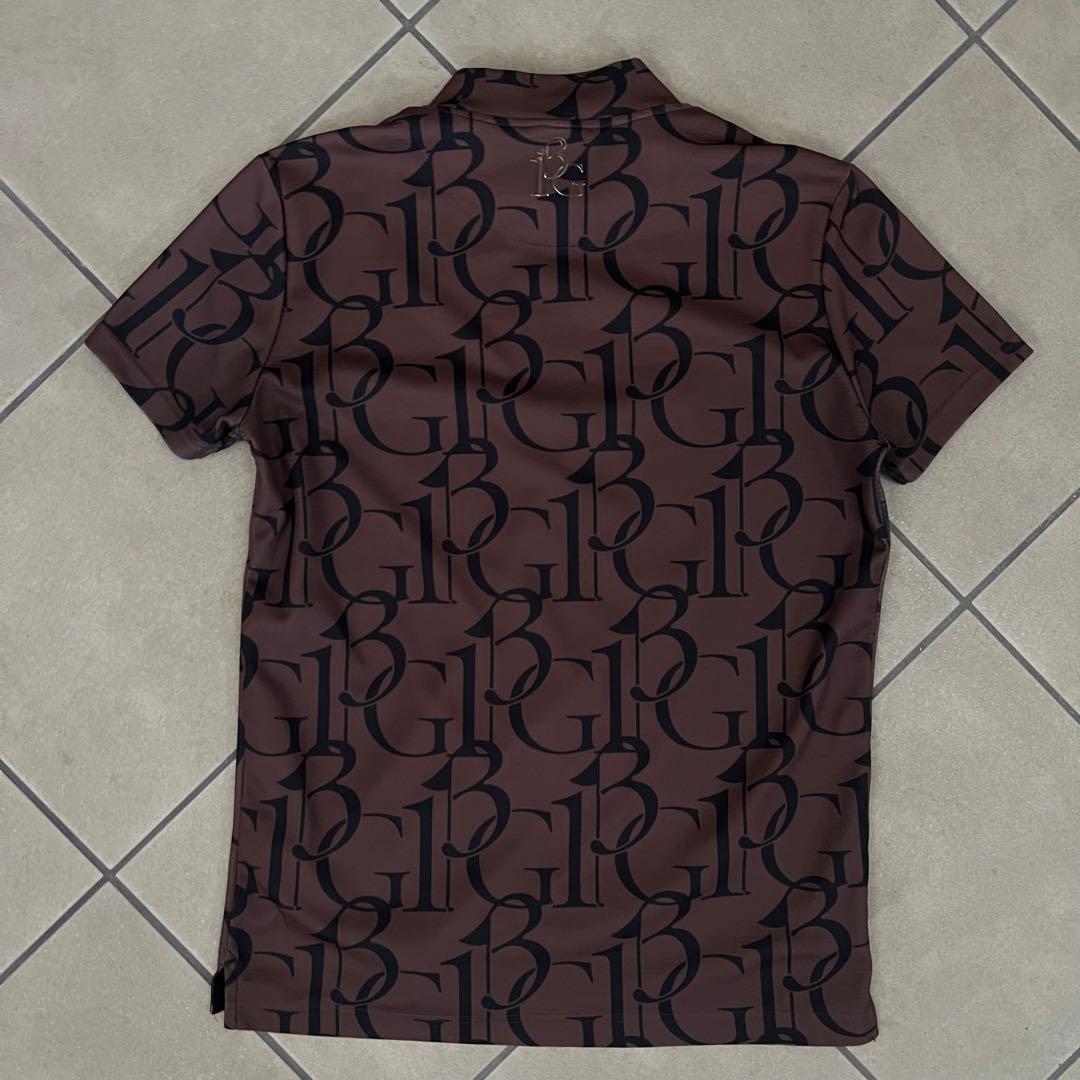 1piu1uguale3 GOLF モックネック　ハイネック　総柄　シャツ　茶色