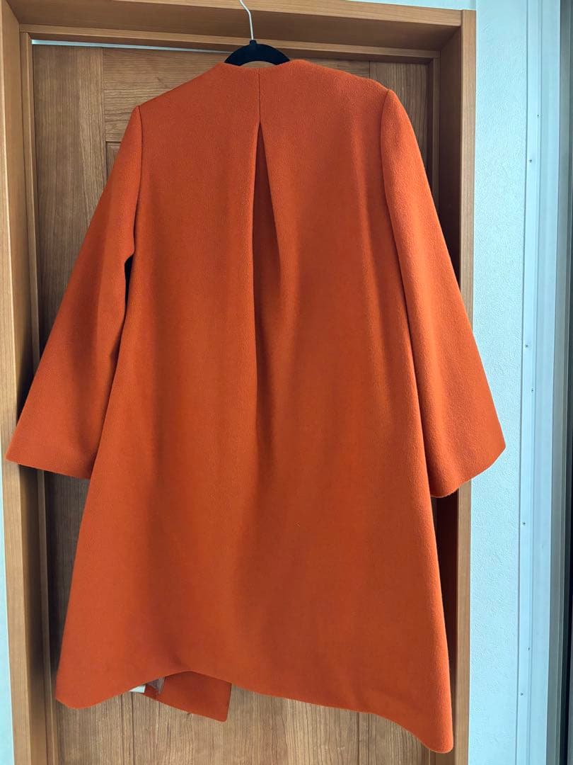 パ*7様 ウール混紡 ノーカラーオレンジコート