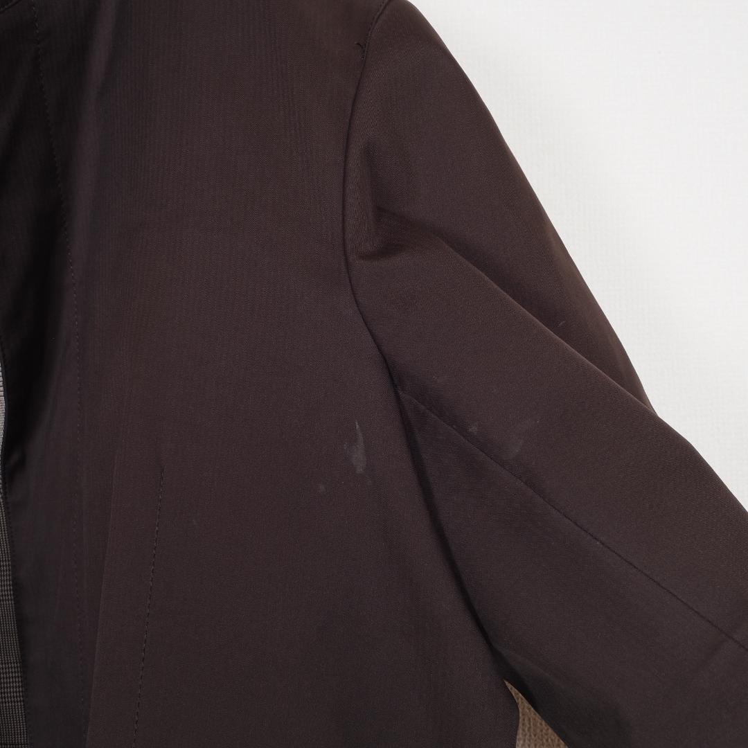 Y4823*23区☆ロング☆コート☆茶ブラウン☆グレンチェック