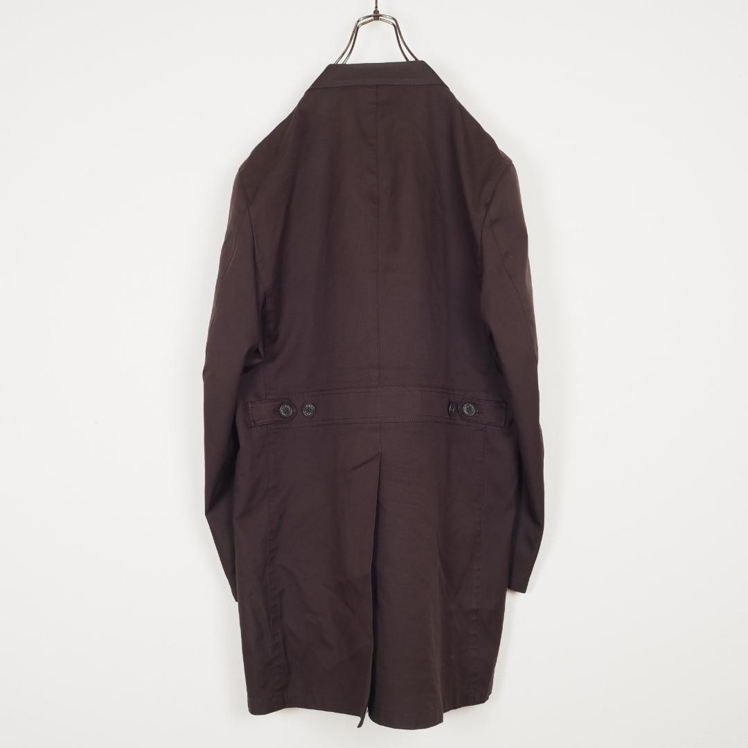 Y4823*23区☆ロング☆コート☆茶ブラウン☆グレンチェック