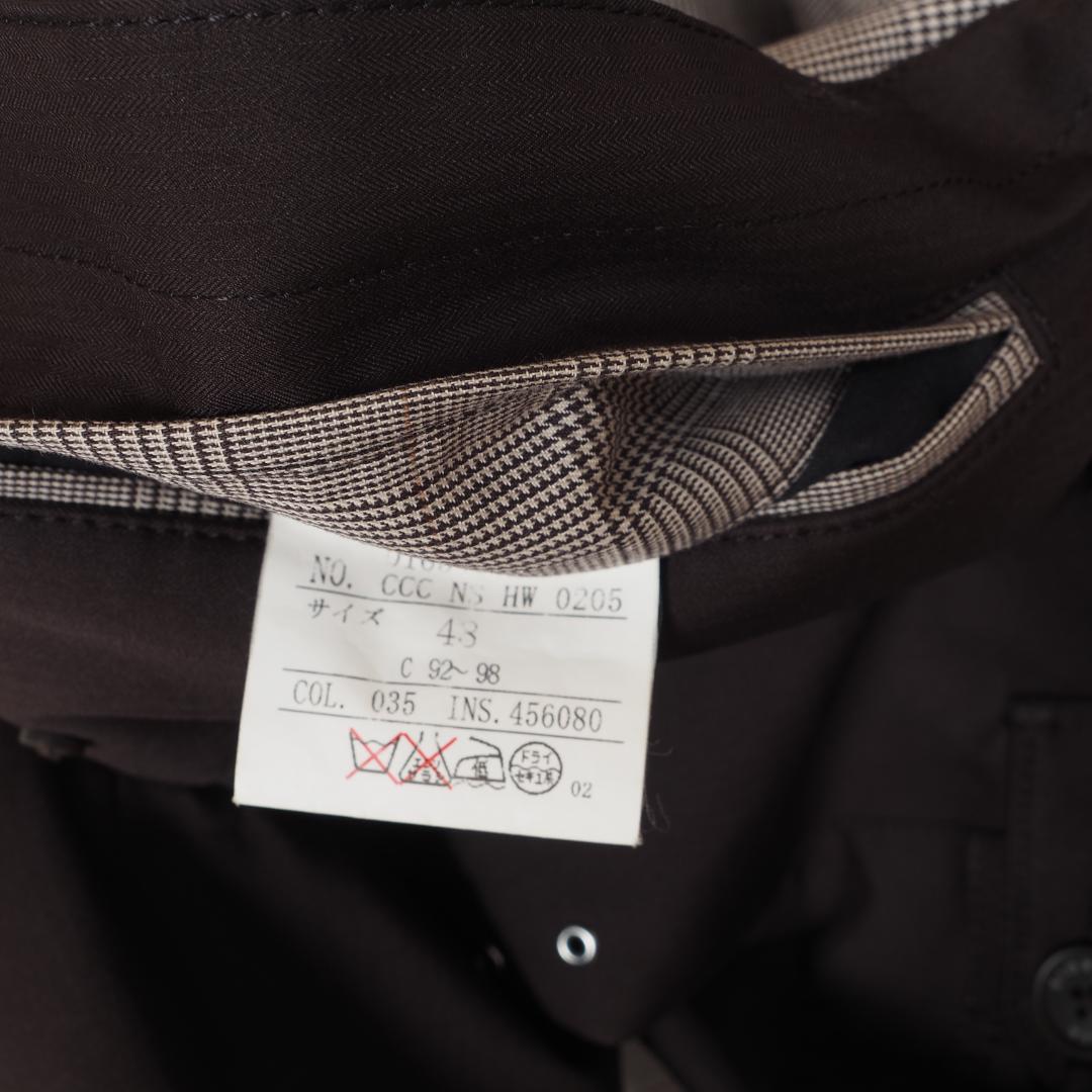 Y4823*23区☆ロング☆コート☆茶ブラウン☆グレンチェック