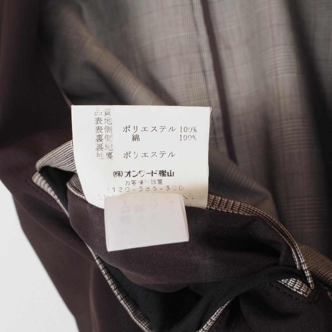 Y4823*23区☆ロング☆コート☆茶ブラウン☆グレンチェック