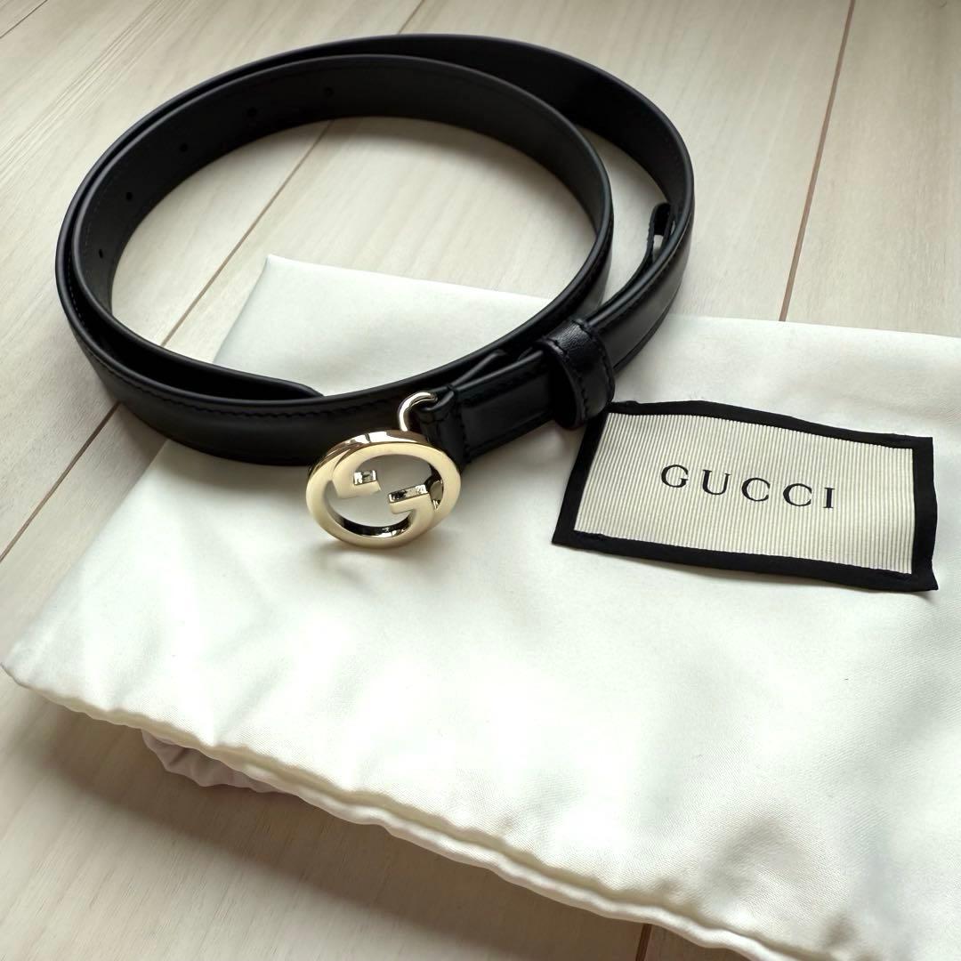 【新品未使用】GUCCI グッチ ブロンディスリムベルト　ライトゴールド