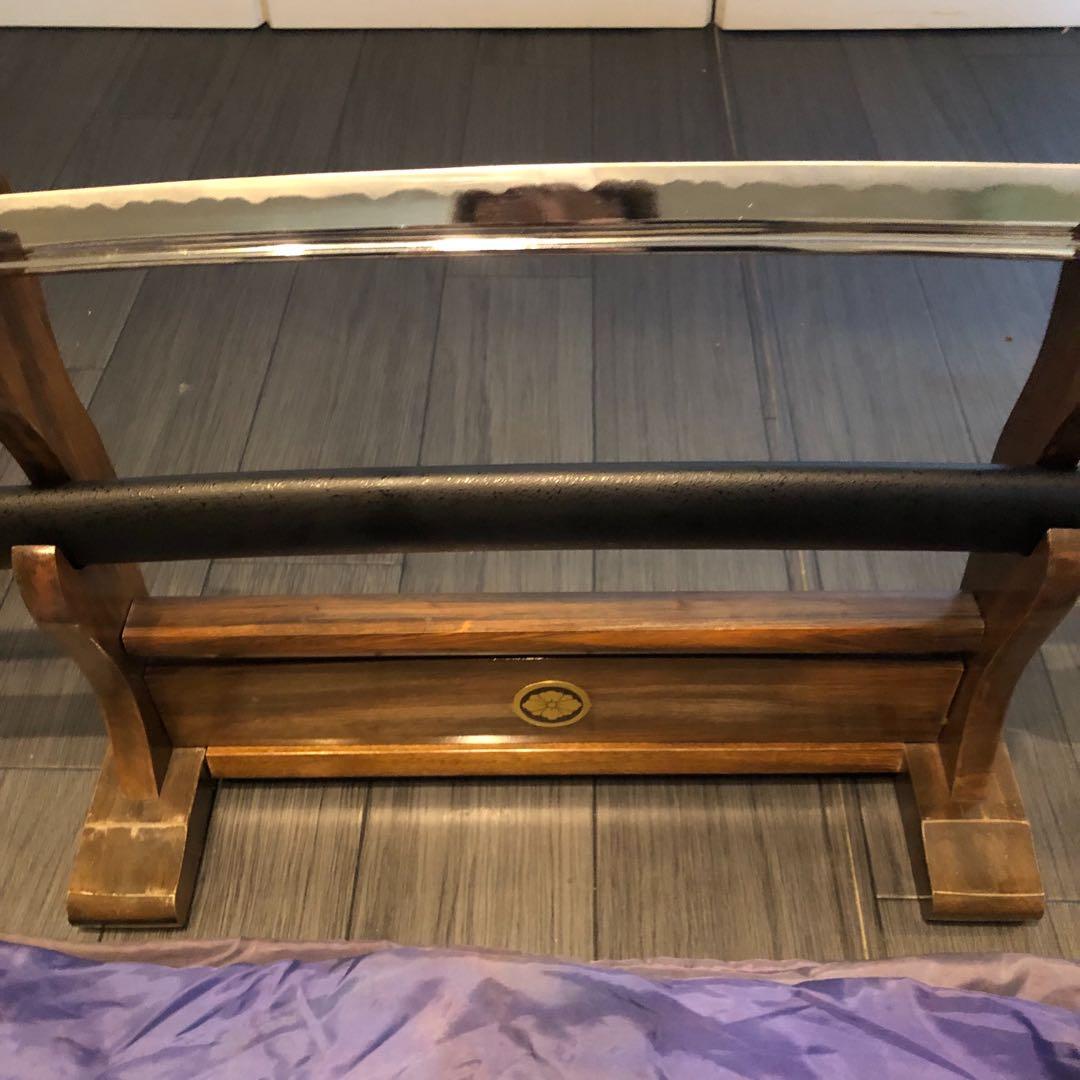 高級模造刀　高級居合刀　樋入り刀身　黒金拵え　高級居合刀　刀袋