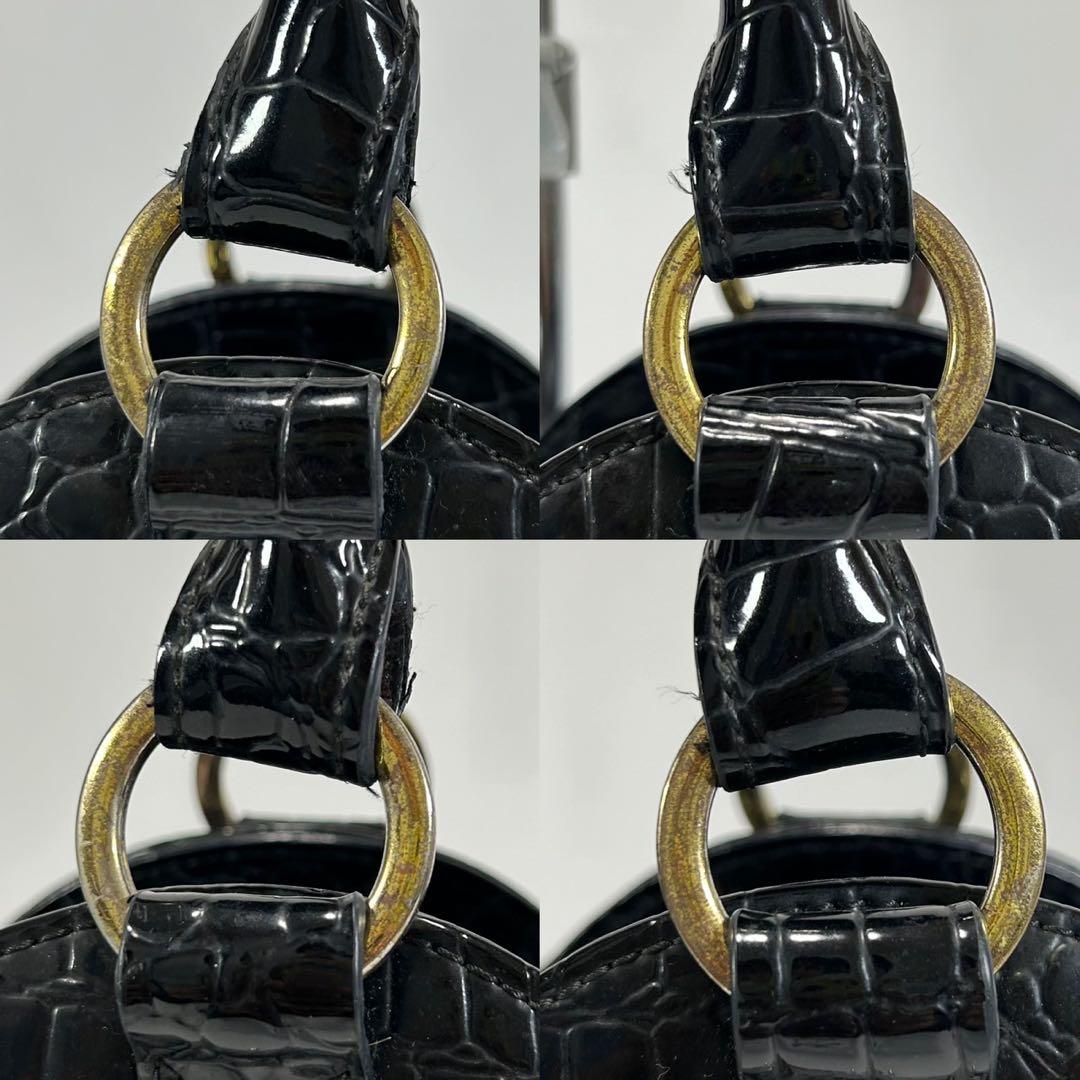 【美品】ヴィヴィアンウエストウッド ハンドバッグ レザー クロコ オーブ 黒