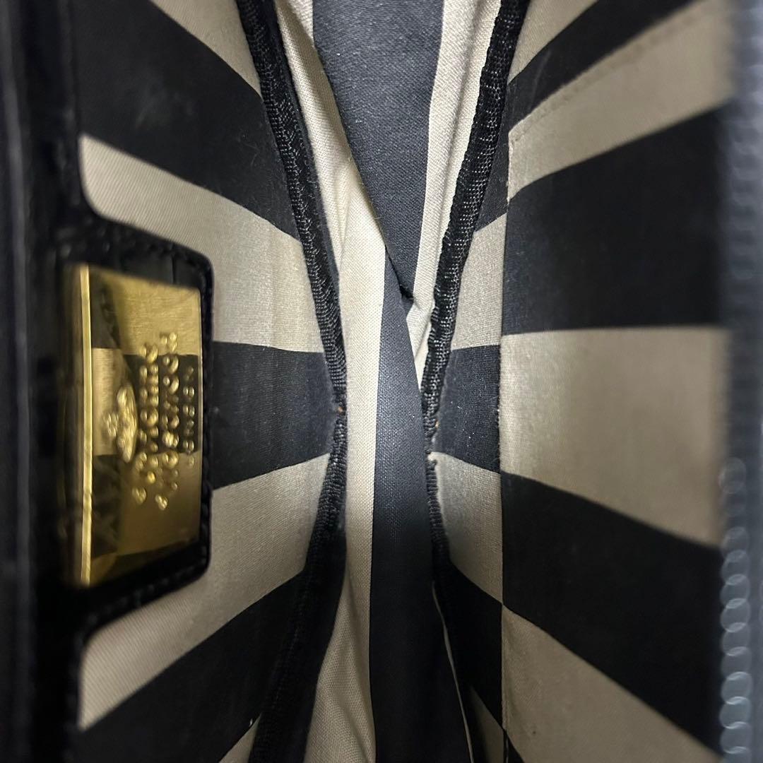 【美品】ヴィヴィアンウエストウッド ハンドバッグ レザー クロコ オーブ 黒