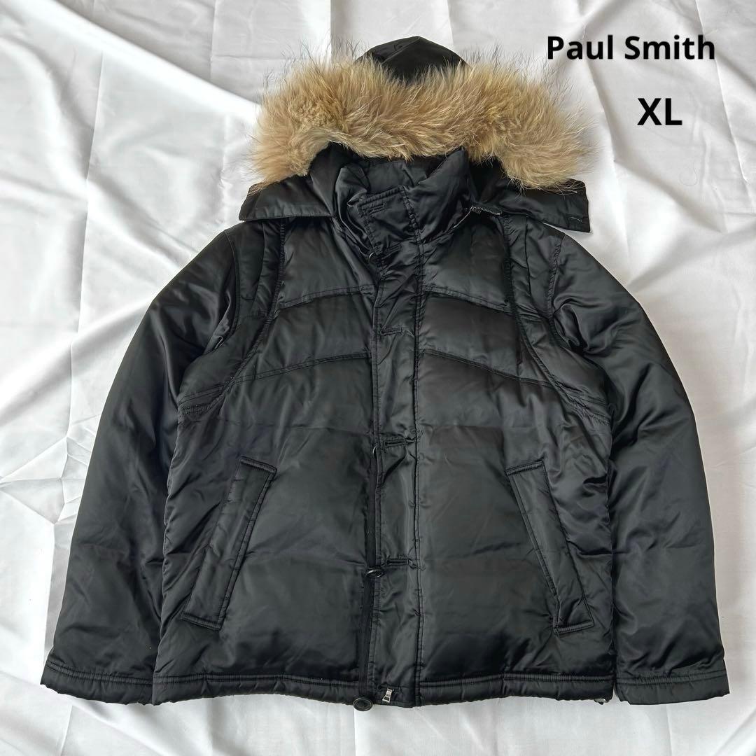 ポールスミス ダウンジャケット ブラック XL ラクーンファー 3way