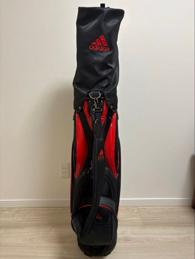 adidas キャディバッグ 赤黒ストライプ