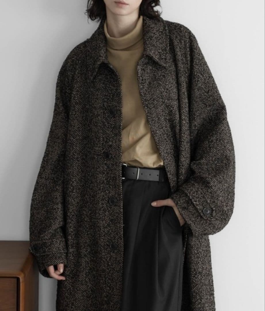 remer ルーズウールブレンドステンカラーコート ロングコート ダークブラウン