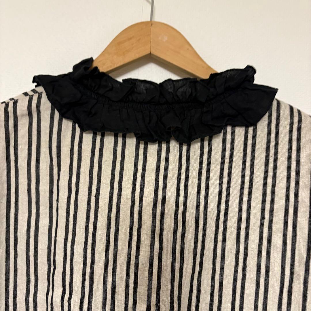 nest Robe リネンストライプフリルチュニック　ネストローブ　ワンピース