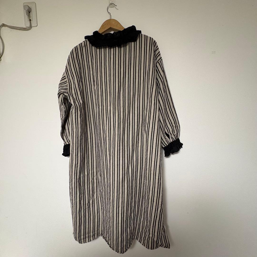 nest Robe リネンストライプフリルチュニック　ネストローブ　ワンピース