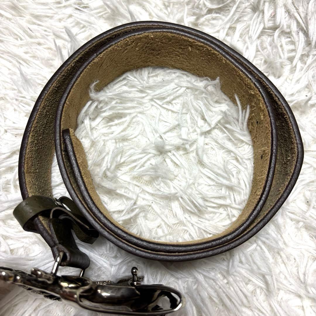 GUCCI グッチ ペガサス ベルト シルバーバックル 本革レザー カーキ 希少