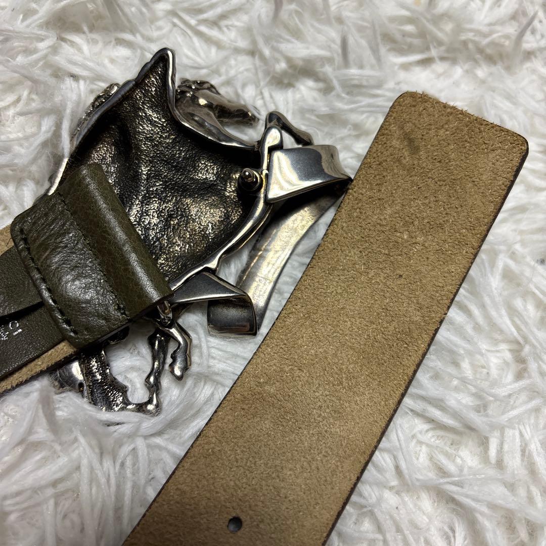 GUCCI グッチ ペガサス ベルト シルバーバックル 本革レザー カーキ 希少