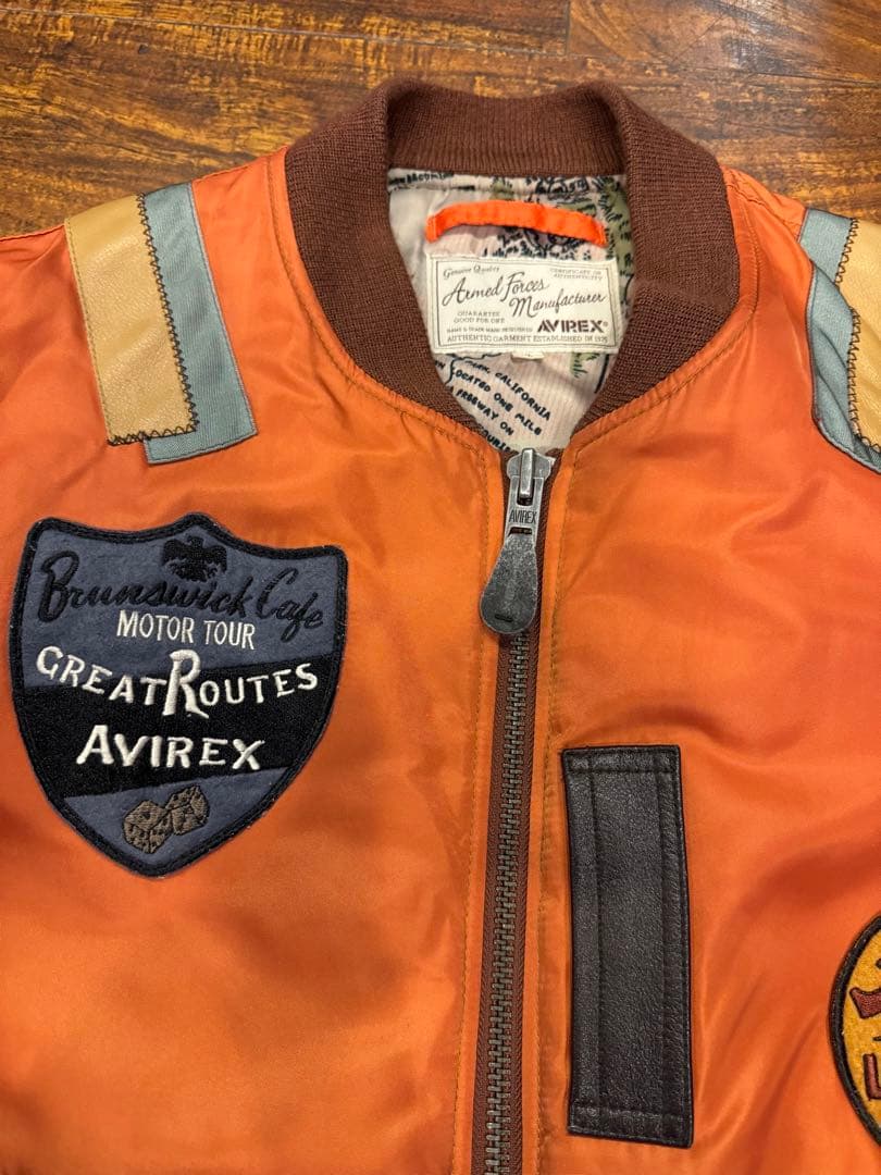 AVIREX XLリバーシブル MA-1 地図柄 オレンジ