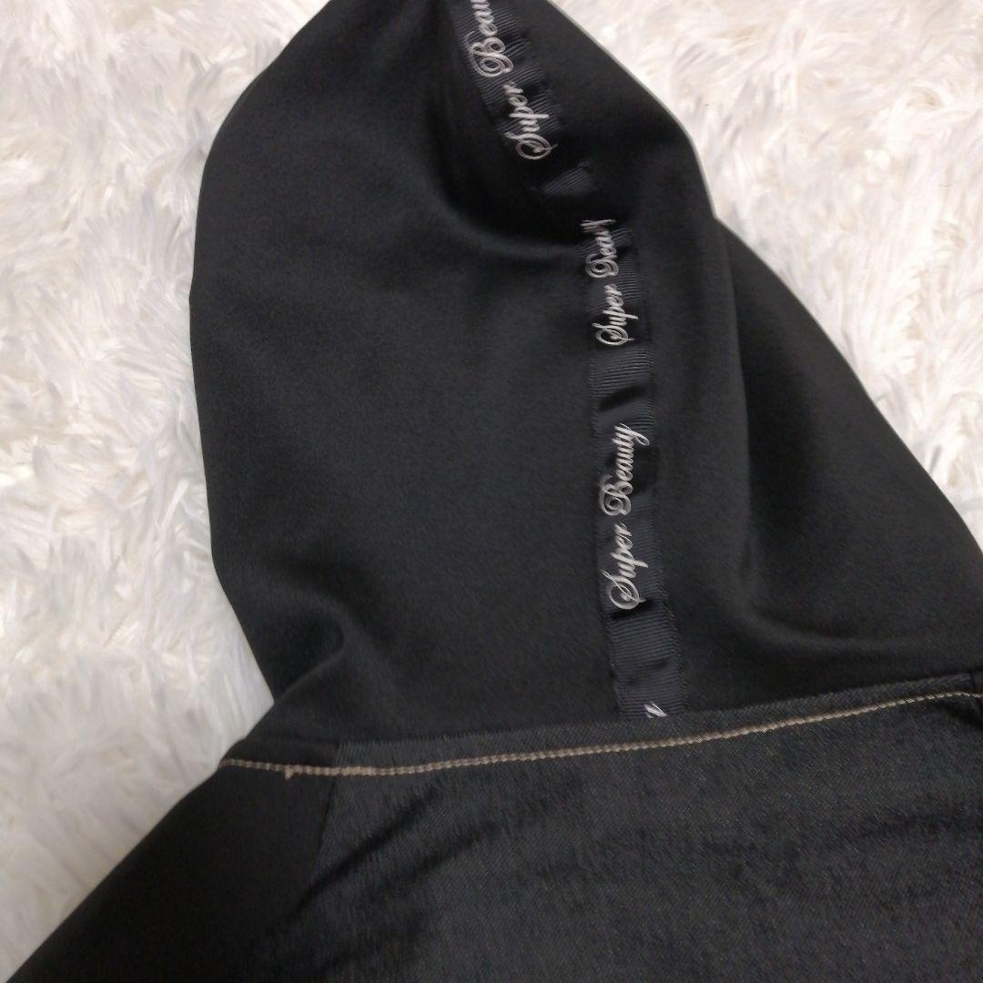 スーパービューティービジュー パールフード付きコート ワンピース 40 黒