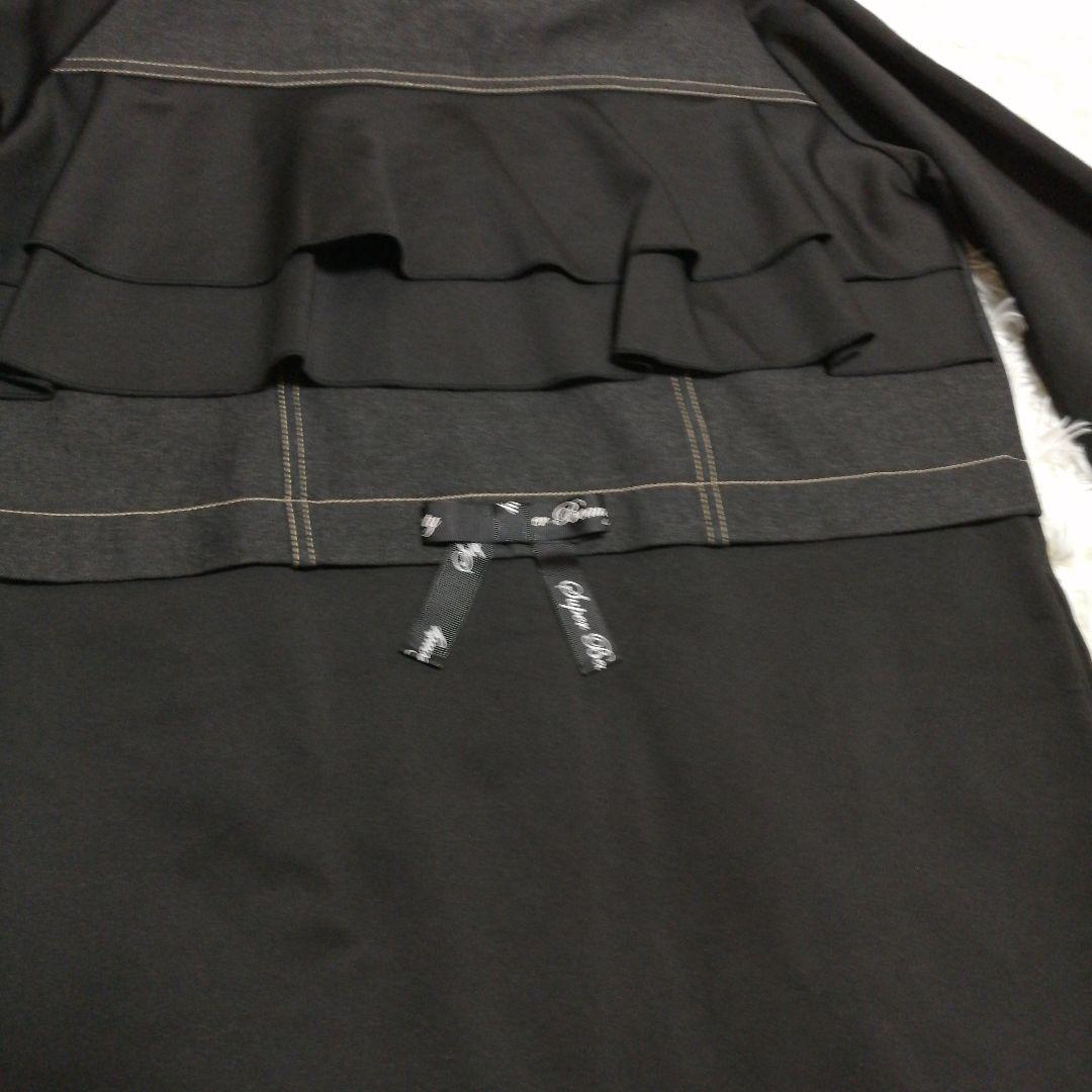 スーパービューティービジュー パールフード付きコート ワンピース 40 黒