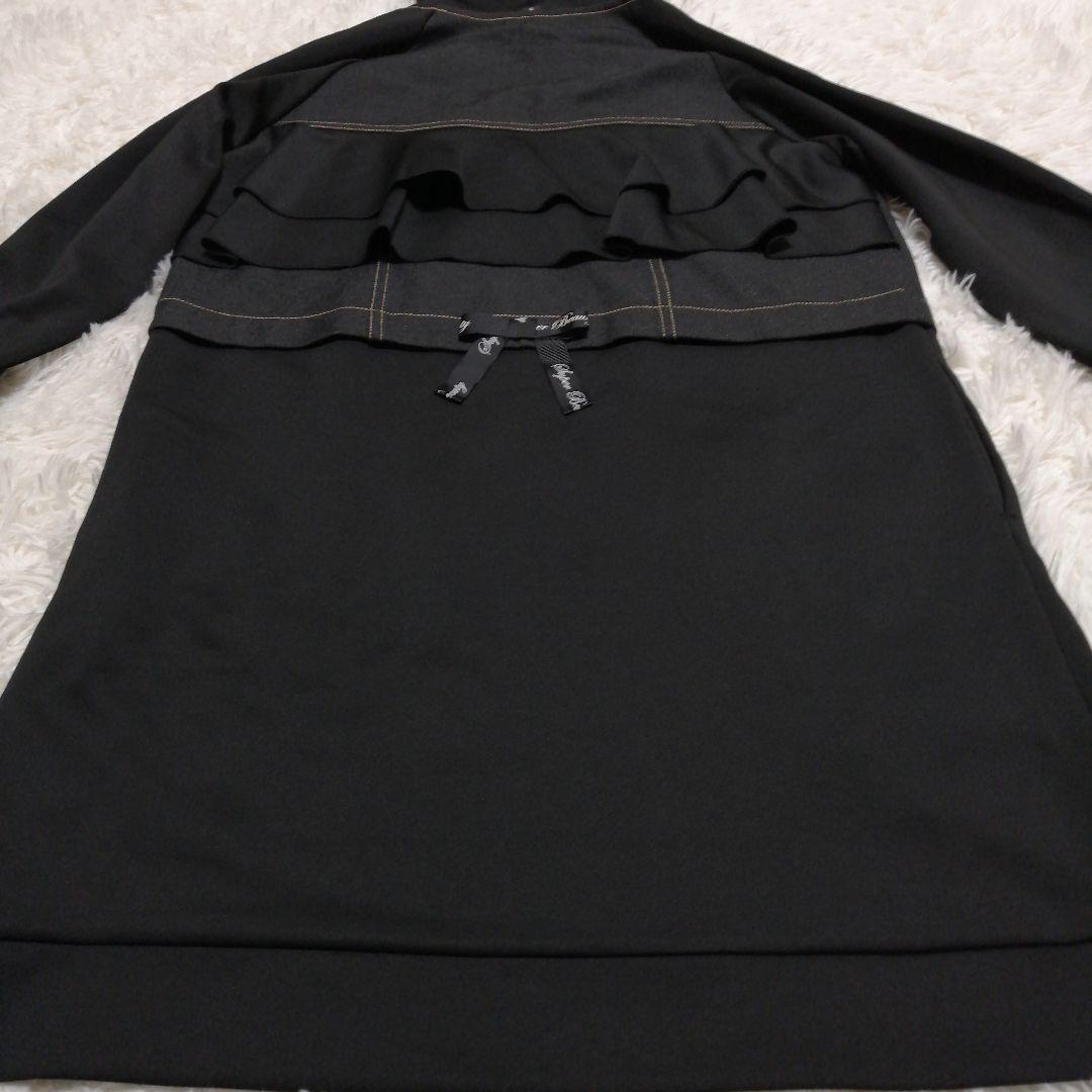 スーパービューティービジュー パールフード付きコート ワンピース 40 黒