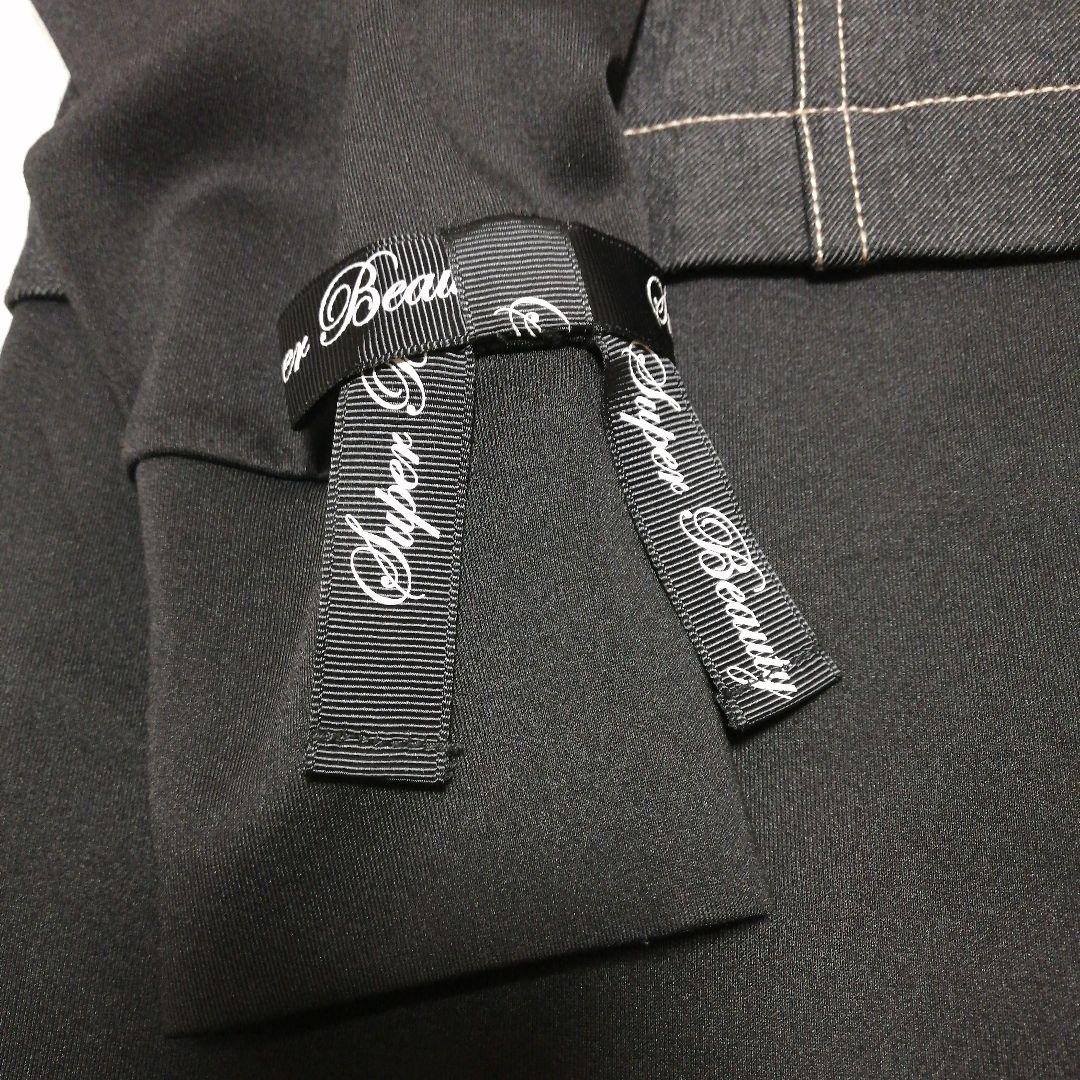 スーパービューティービジュー パールフード付きコート ワンピース 40 黒